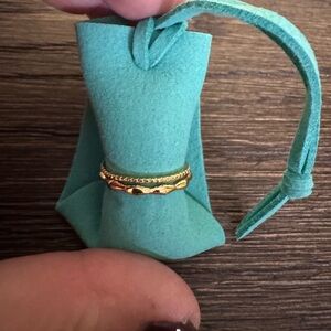 NWT Anthropologie 14K Gold Plated 2 Piece Delicate Ring Set Size 6